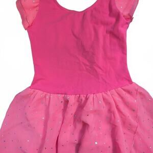 Girls' Pink Dance or Ballet Dress with Sparkle Tulle Skirt, Size 8-10